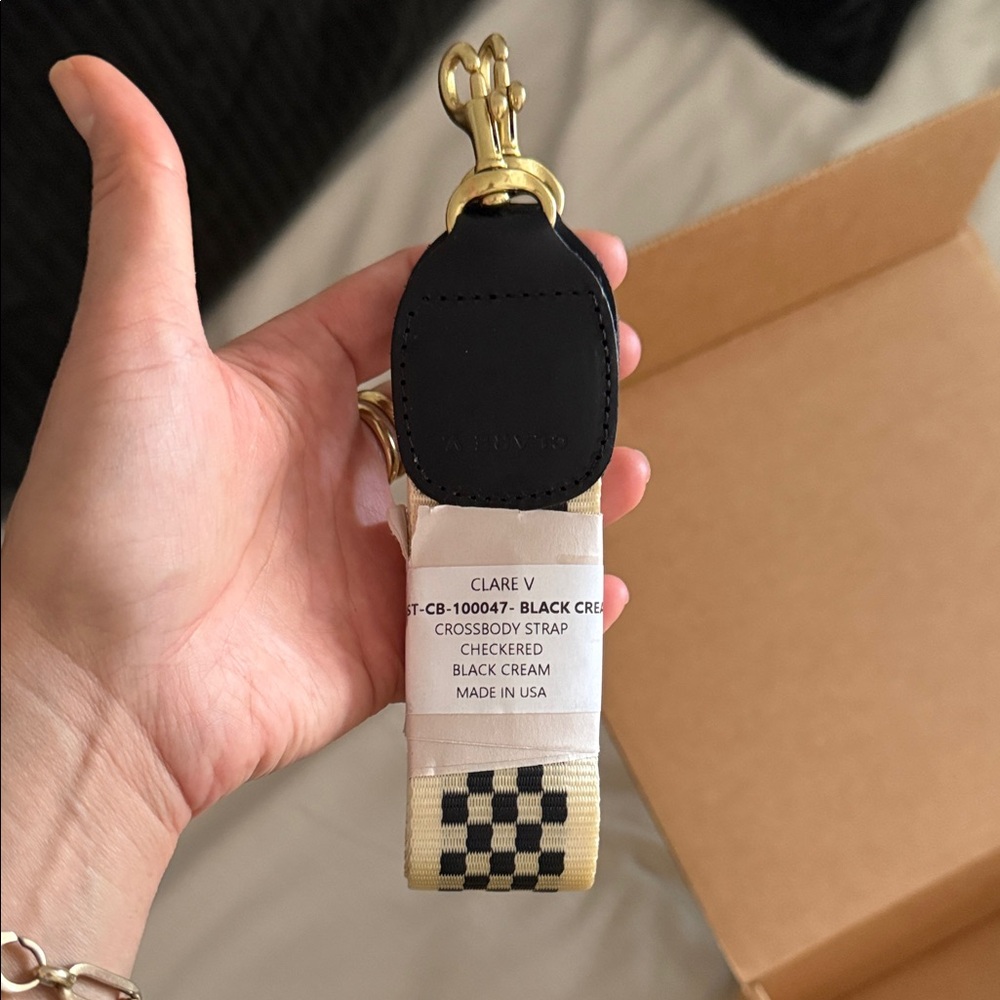 Clare V Checkered Black and Cream Strap